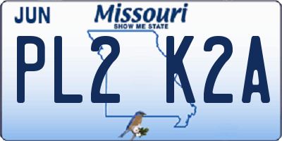 MO license plate PL2K2A