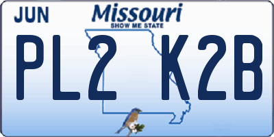 MO license plate PL2K2B