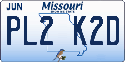 MO license plate PL2K2D