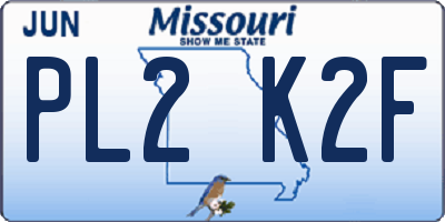 MO license plate PL2K2F