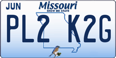 MO license plate PL2K2G
