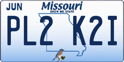 MO license plate PL2K2I