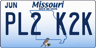 MO license plate PL2K2K