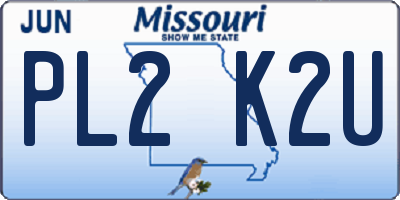 MO license plate PL2K2U