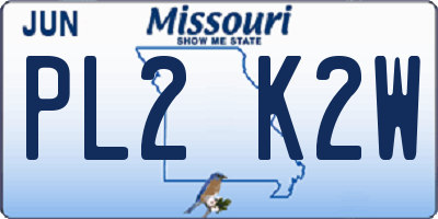 MO license plate PL2K2W