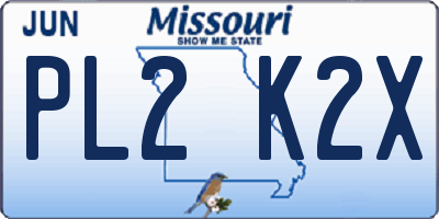 MO license plate PL2K2X