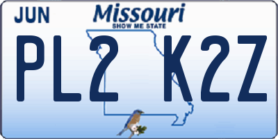 MO license plate PL2K2Z