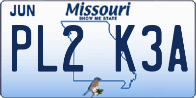 MO license plate PL2K3A