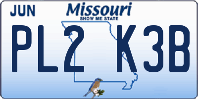 MO license plate PL2K3B