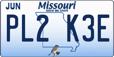 MO license plate PL2K3E
