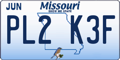 MO license plate PL2K3F