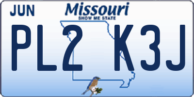 MO license plate PL2K3J