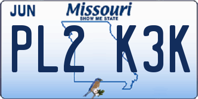 MO license plate PL2K3K
