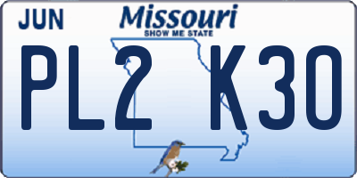 MO license plate PL2K3O