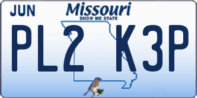 MO license plate PL2K3P