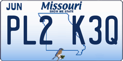 MO license plate PL2K3Q