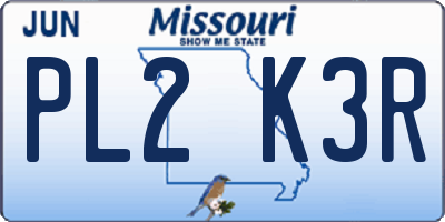 MO license plate PL2K3R