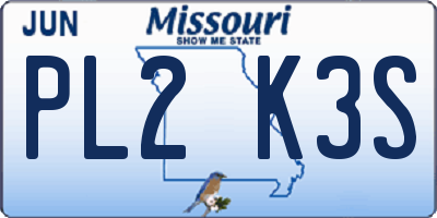 MO license plate PL2K3S