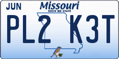 MO license plate PL2K3T