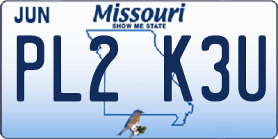 MO license plate PL2K3U