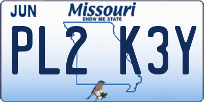 MO license plate PL2K3Y