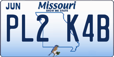 MO license plate PL2K4B