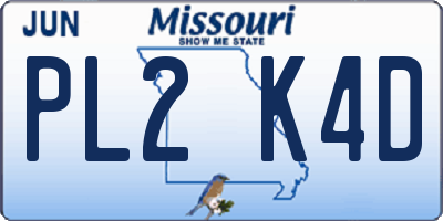 MO license plate PL2K4D