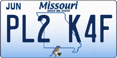 MO license plate PL2K4F