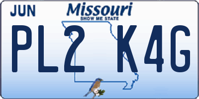 MO license plate PL2K4G