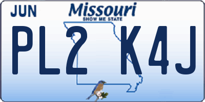 MO license plate PL2K4J
