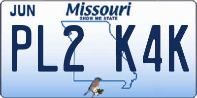 MO license plate PL2K4K