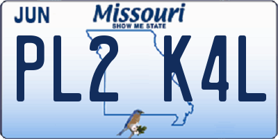 MO license plate PL2K4L