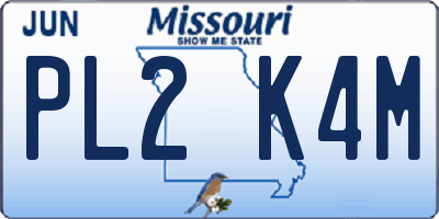 MO license plate PL2K4M
