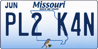 MO license plate PL2K4N
