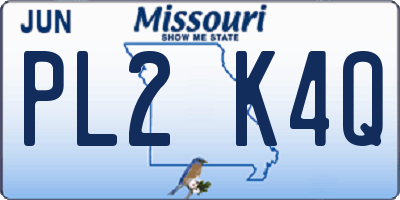 MO license plate PL2K4Q