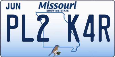 MO license plate PL2K4R