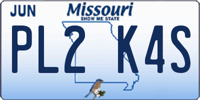 MO license plate PL2K4S