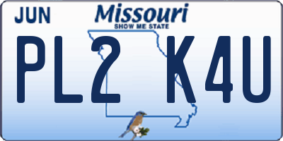 MO license plate PL2K4U