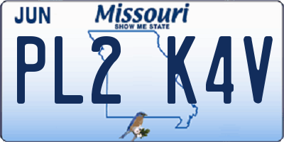 MO license plate PL2K4V