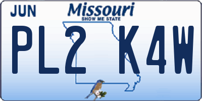 MO license plate PL2K4W