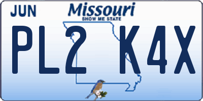 MO license plate PL2K4X