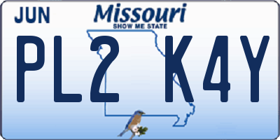 MO license plate PL2K4Y