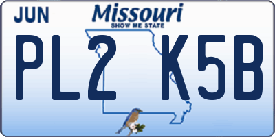 MO license plate PL2K5B