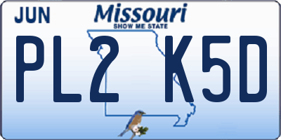 MO license plate PL2K5D