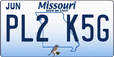 MO license plate PL2K5G