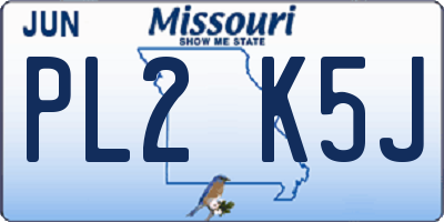 MO license plate PL2K5J