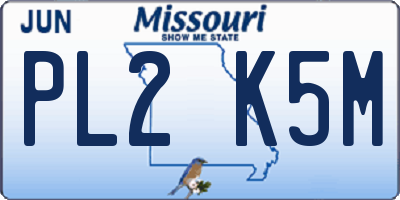 MO license plate PL2K5M