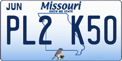 MO license plate PL2K5O
