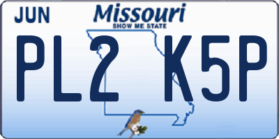 MO license plate PL2K5P