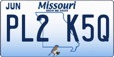 MO license plate PL2K5Q